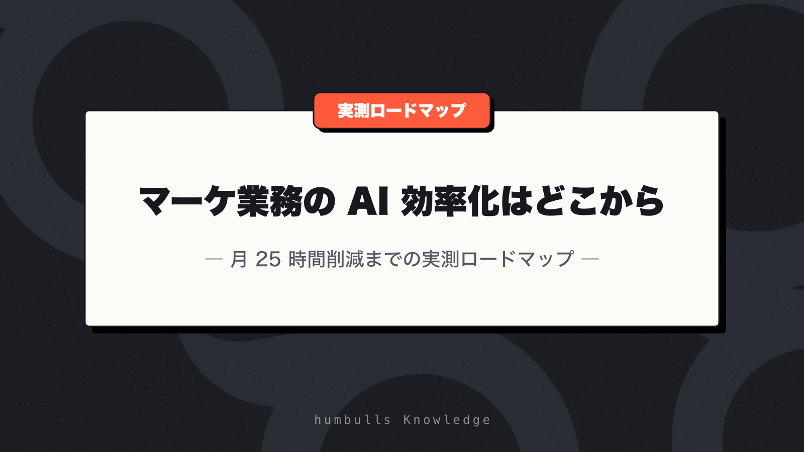 マーケ業務の AI 効率化はどこから — 月 25 時間削減までの実測ロードマップ
